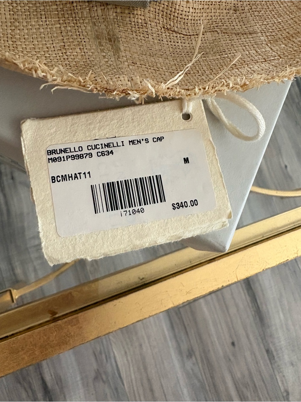 Brunello Cucinelli Natural Straw and Khaki Canvas Men's Cap. MSRP 340$ - Picture 4 of 4